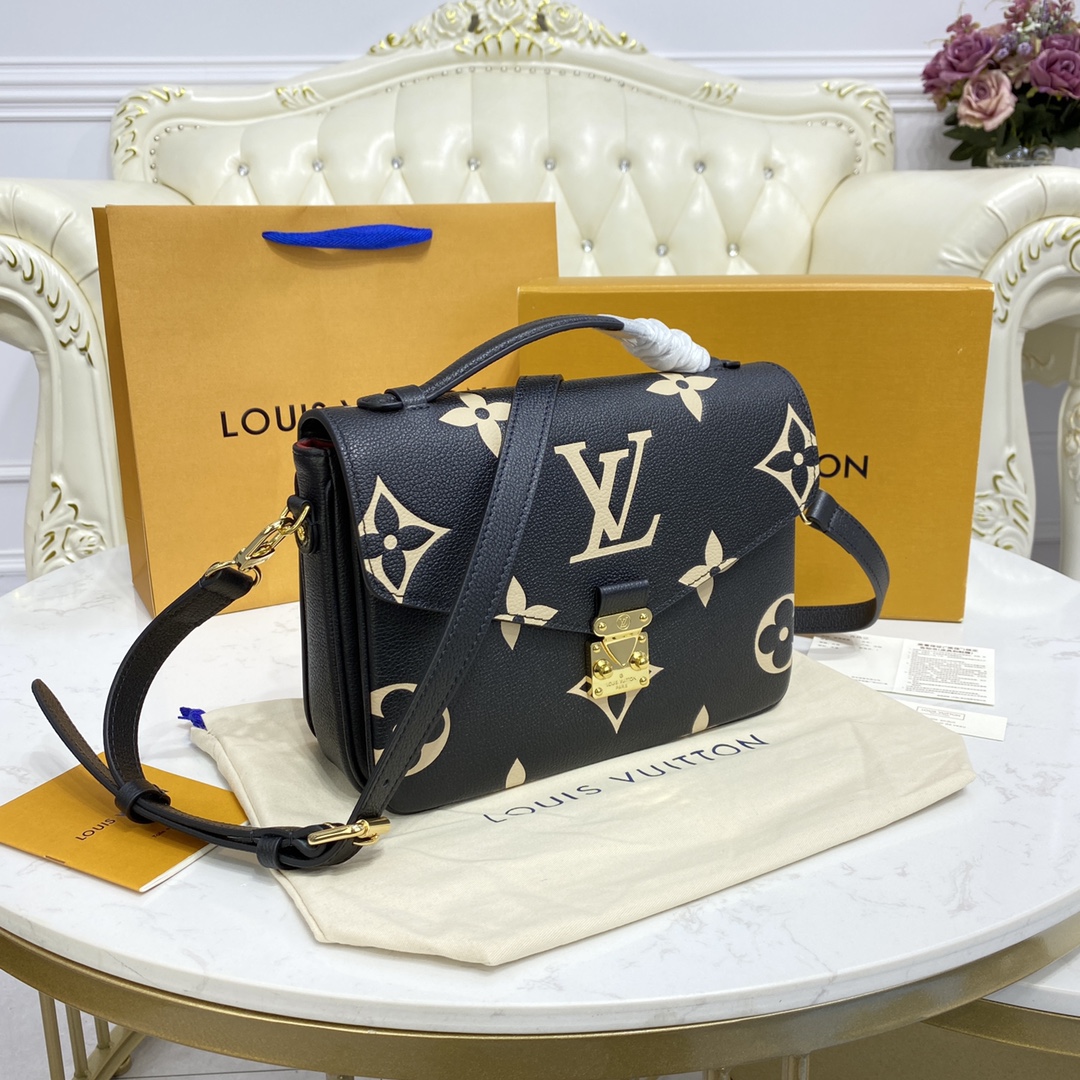 Louis Vuitton POCHETTE METIS Handbag Monogram Empreinte M45773 Black/Beige